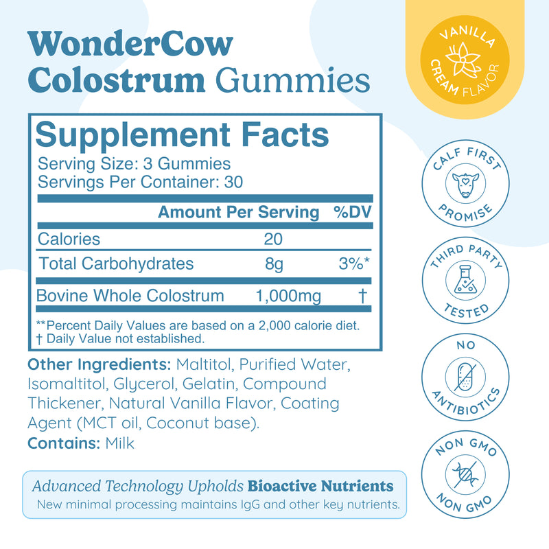Vanilla Colostrum Gummies - 30 Serving